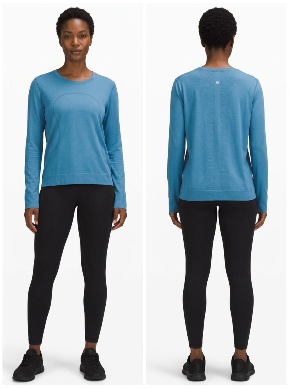 Lululemon Blue Crew Neck Knit Stretch Breathable T-Shirt Women Size 14